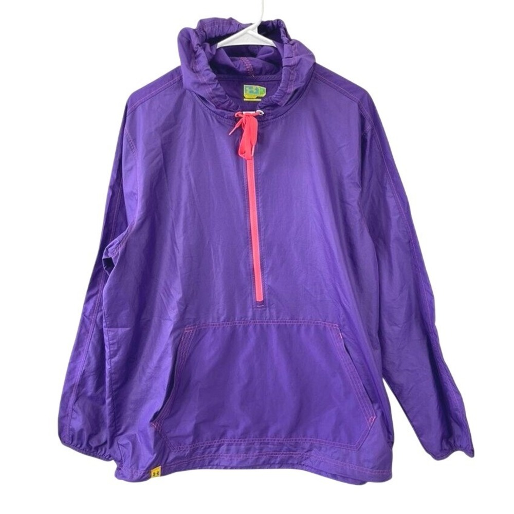 Under Armour UA MTN Half Zip Hoodie Jacket Womens XL Purple Windbreaker Anorak